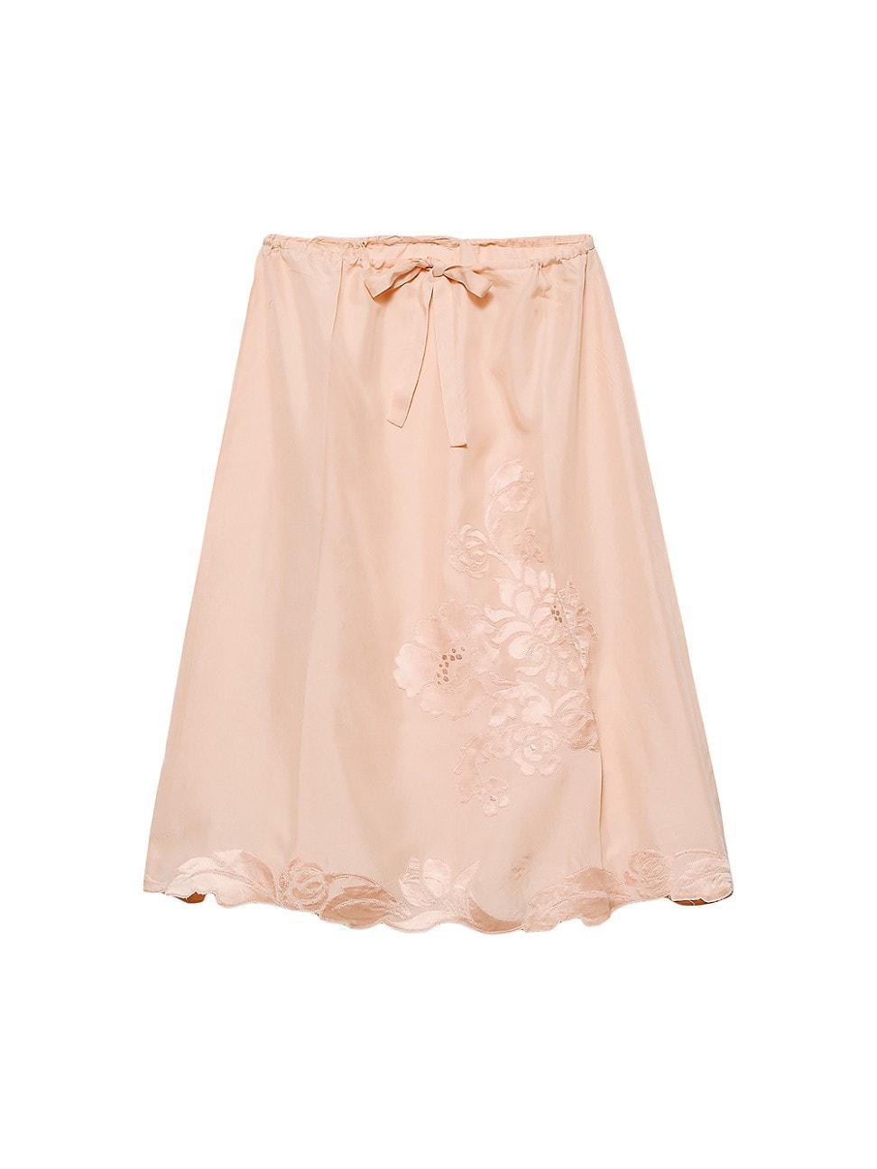 Womens Embroidered Habutai Silk Skirt Product Image