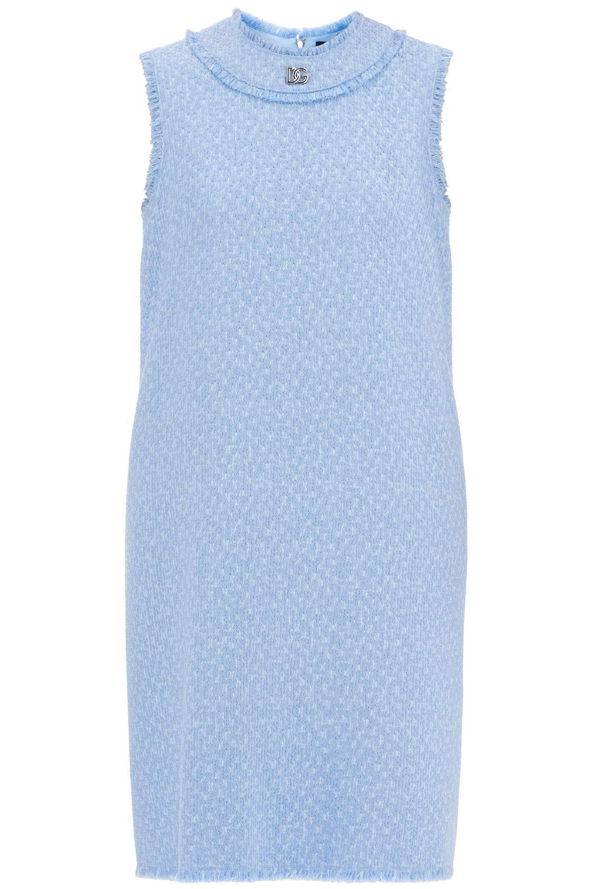 DOLCE & GABBANA Tweed Sleeveless Dress In Blue Product Image