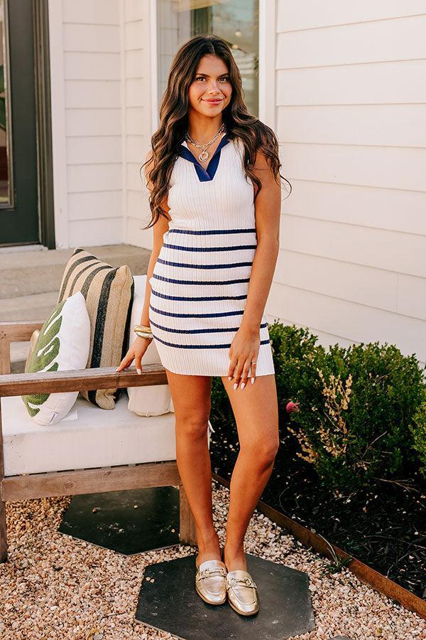 Sail With Me Ribbed Mini Dress in Navy Product Image