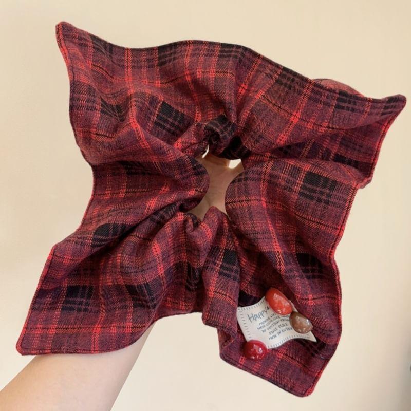 Bear Plaid Hair Scrunchie Product Image