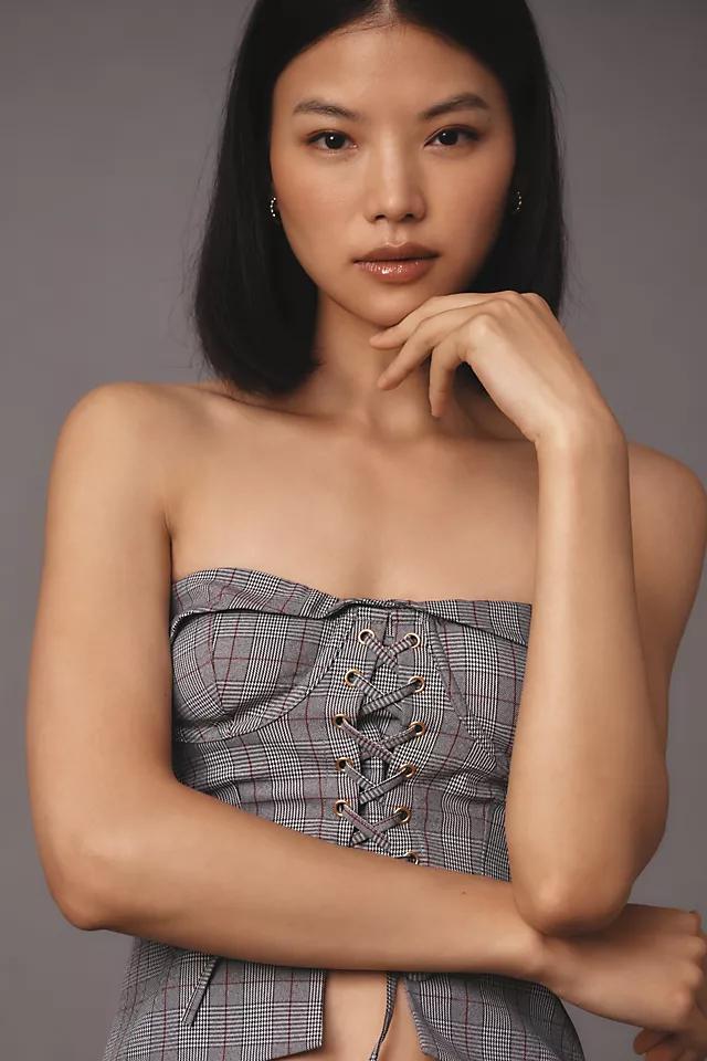 By Anthropologie Plaid Lace Corset Top Product Image