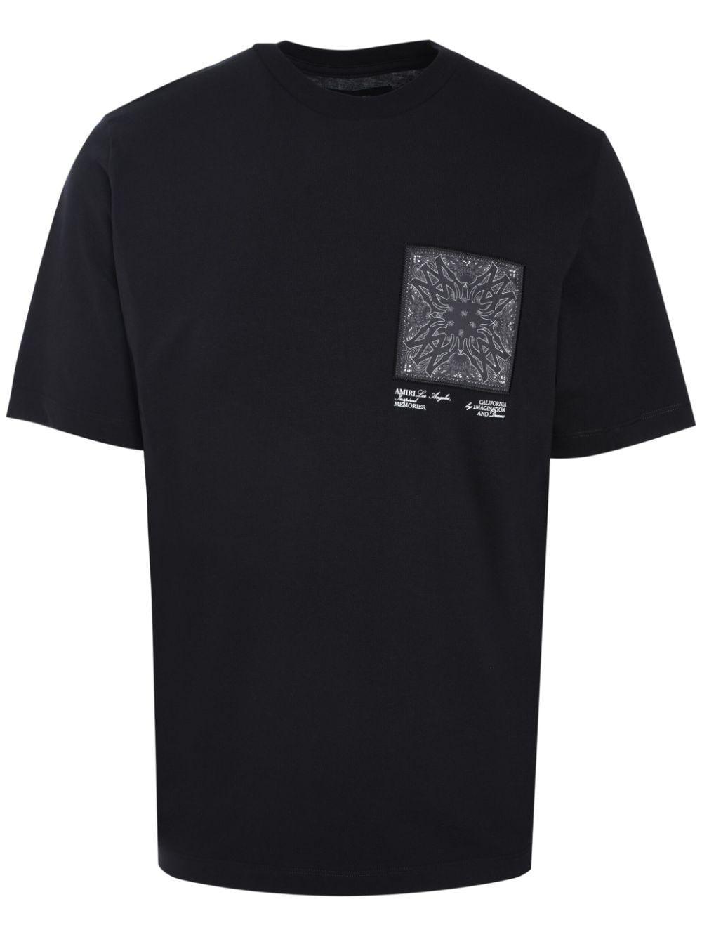 Bandana-appliqué Cotton T-shirt In 黑色 Product Image