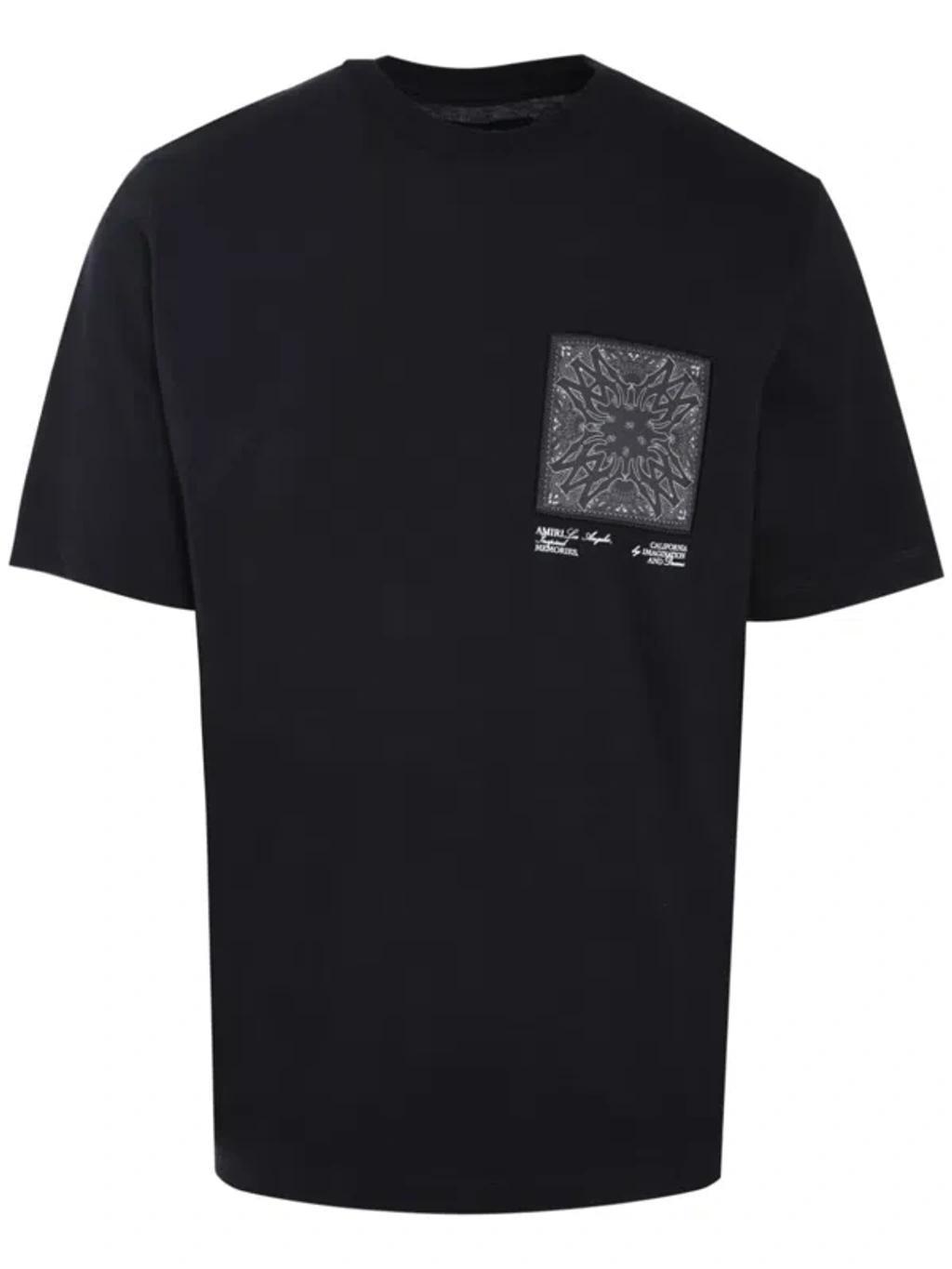 Bandana-appliqué Cotton T-shirt In 黑色 Product Image