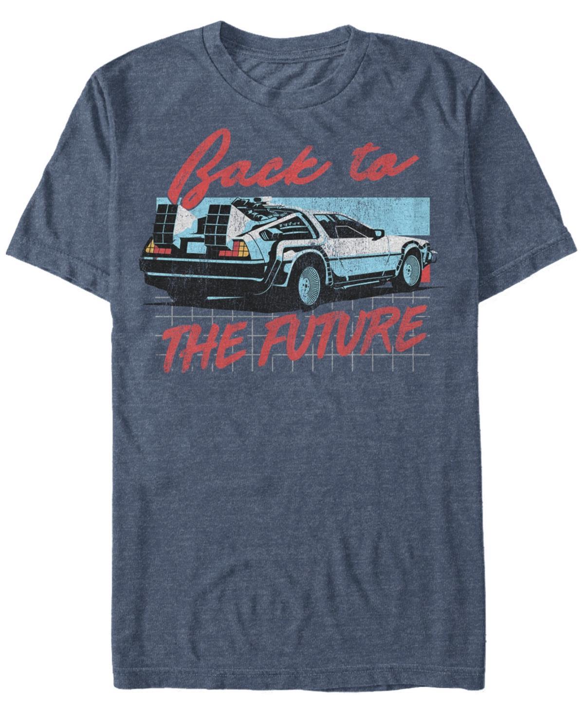 Mens Back To The Future Delorean Panel Portrait Logo Tee Navy Grey Product Image