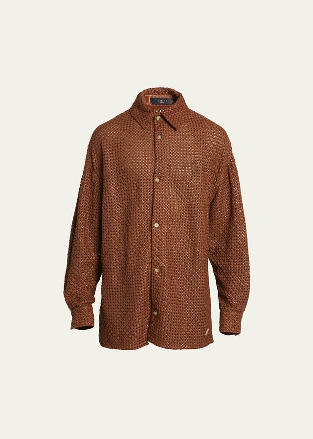 Mens Leather Basketweave Overshirt Product Image