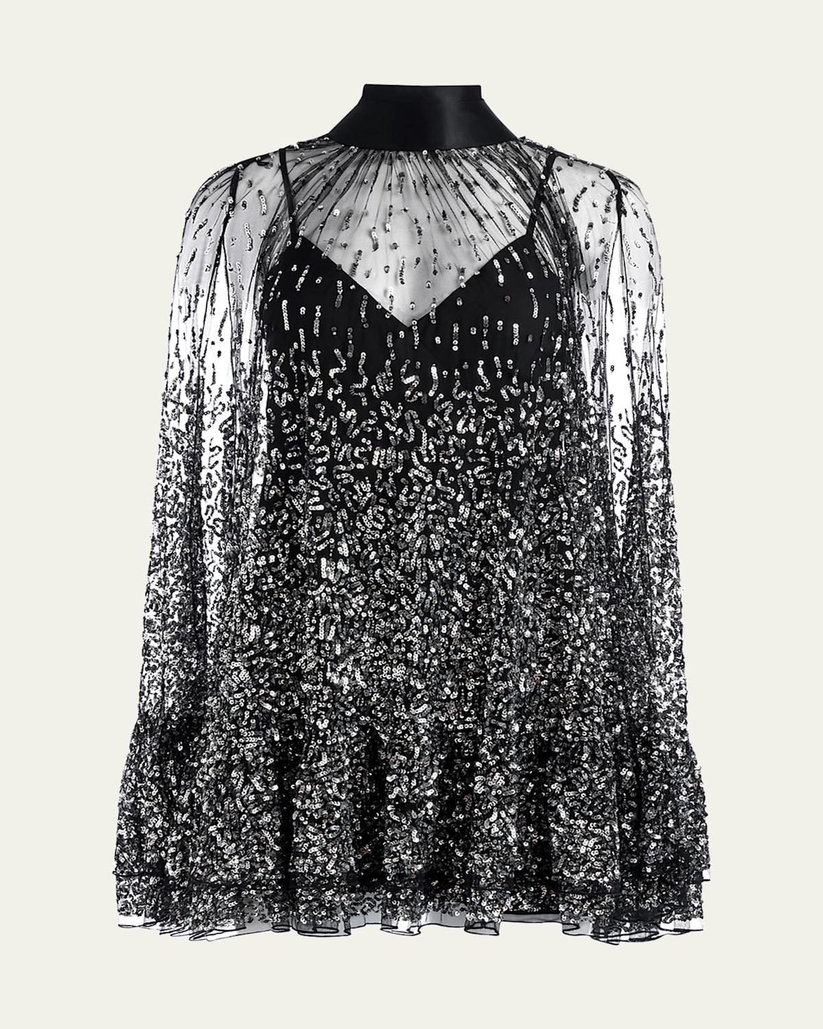 Womens Zenon Sequined Cape Minidress Product Image