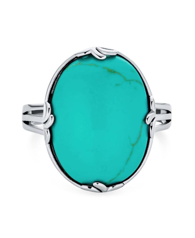 Bling Jewelry Western Fleur Dis Lis Large Filigree Oval Armor Full Finger Statement Natural Turquoise Ring For Women .925 Sterling Silver Oxidize Product Image