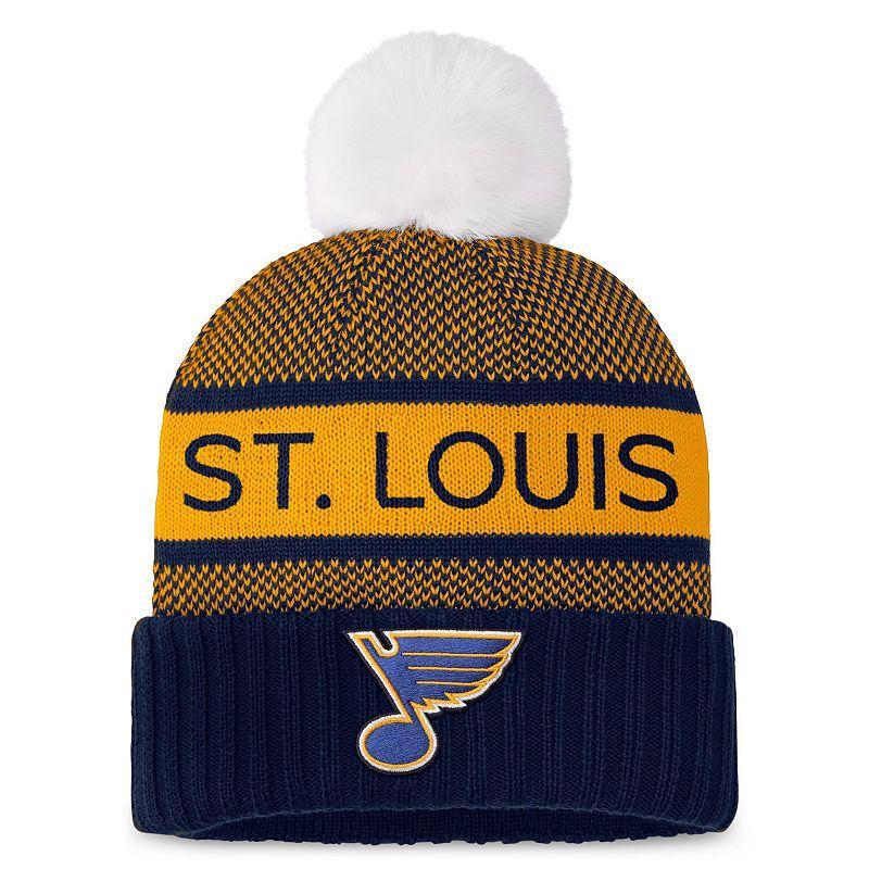 Womens Fanatics Branded /Gold St. Louis Blues Authentic Pro Rink Cuffed Knit Hat with Pom Product Image