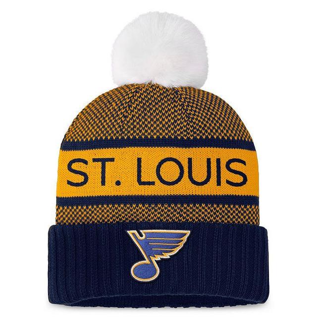 Womens Fanatics Branded /Gold St. Louis Blues Authentic Pro Rink Cuffed Knit Hat with Pom Product Image