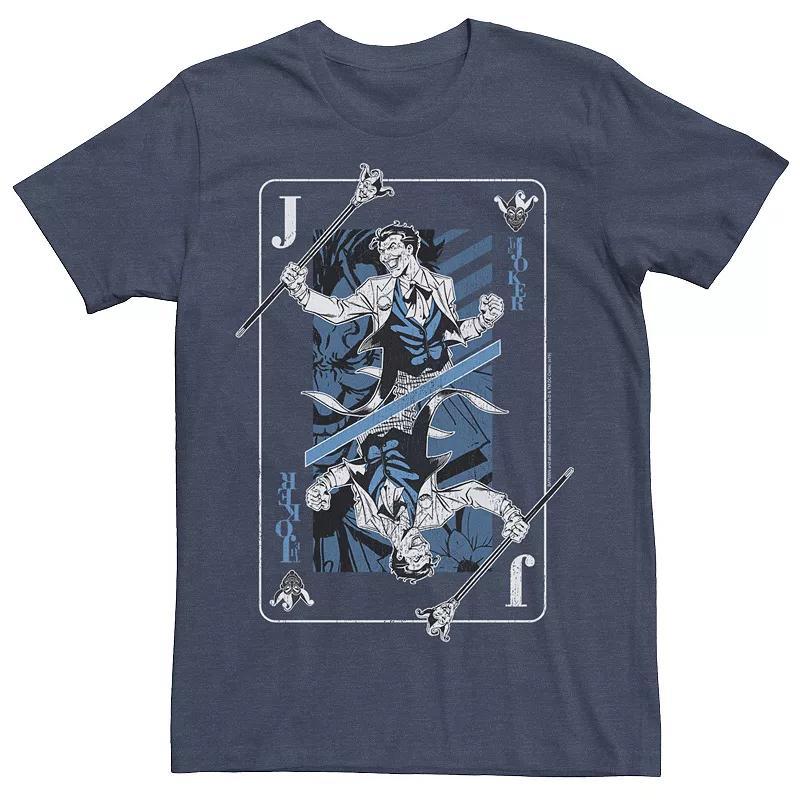 Mens DC Comics The Joker Playing Card Tee Navy Grey Product Image