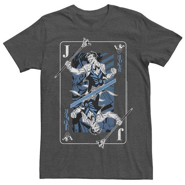 Mens DC Comics The Joker Playing Card Tee Grey Heather Product Image