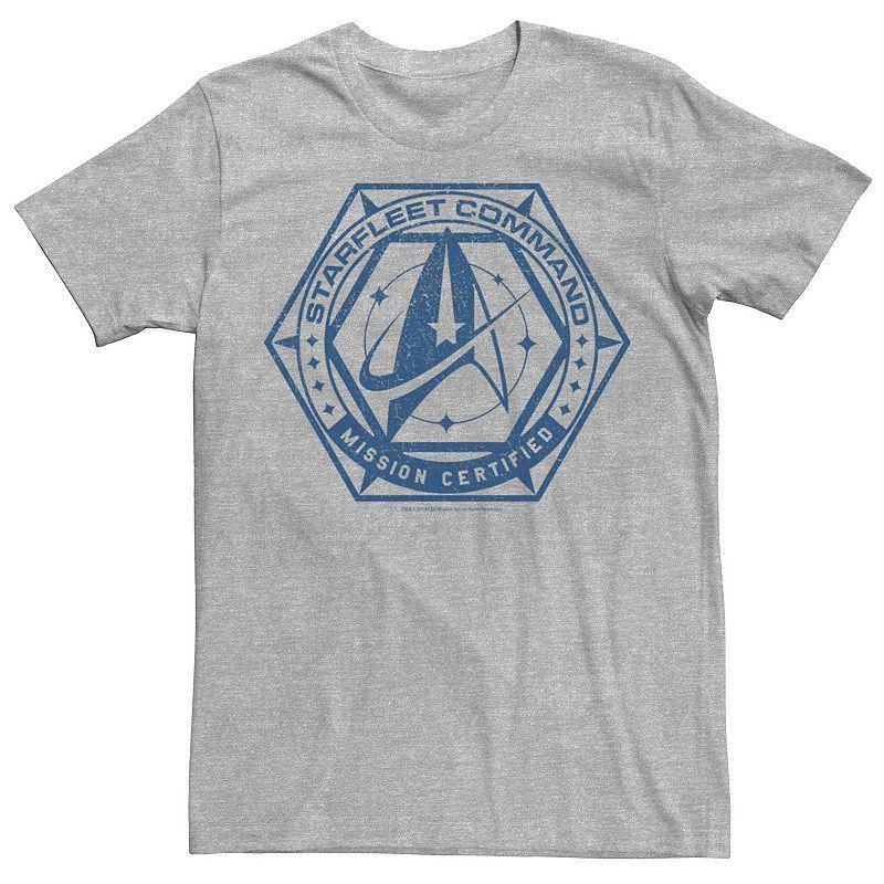 Mens Star Trek Starfleet Command Badge Tee Athletic Grey Product Image