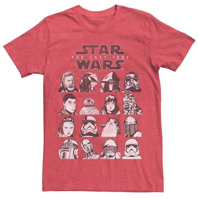 Mens Star Wars The Last Jedi Character Grid Tee Red Grey Product Image