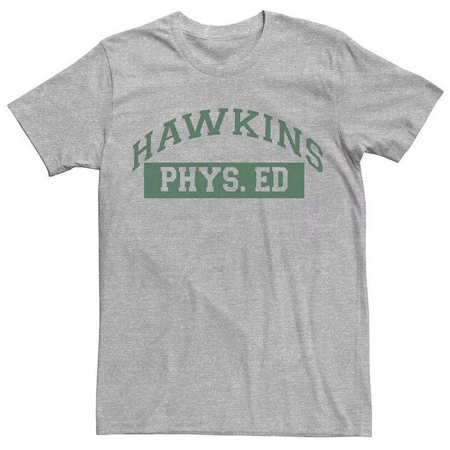 Mens Netflix Stranger Things Hawkins Phys. Ed Logo Tee Athletic Grey Product Image