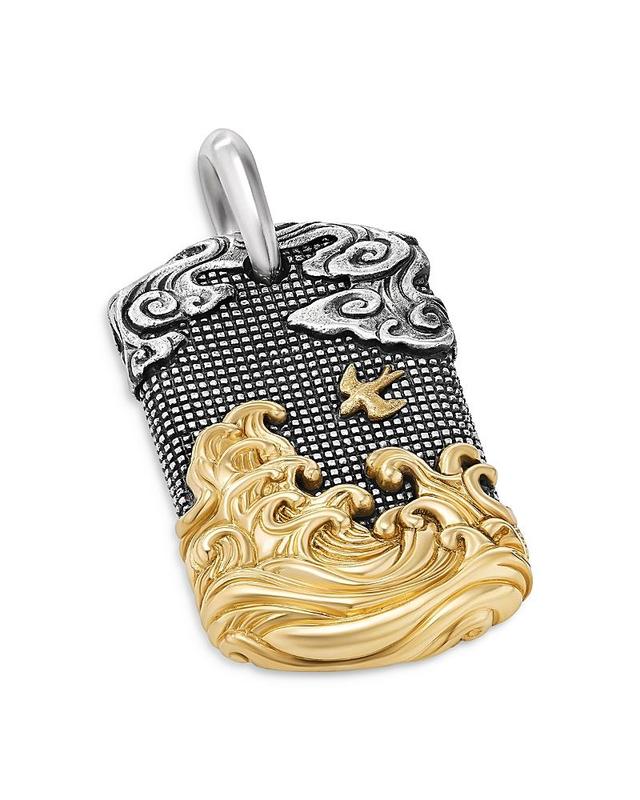 David Yurman Mens Waves Tag in Sterling Silver with 18K Yellow Gold, 42mm Product Image