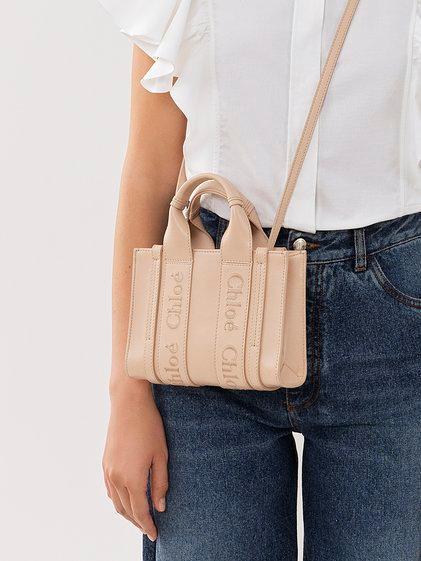 Mini Woody tote bag in soft leather Product Image