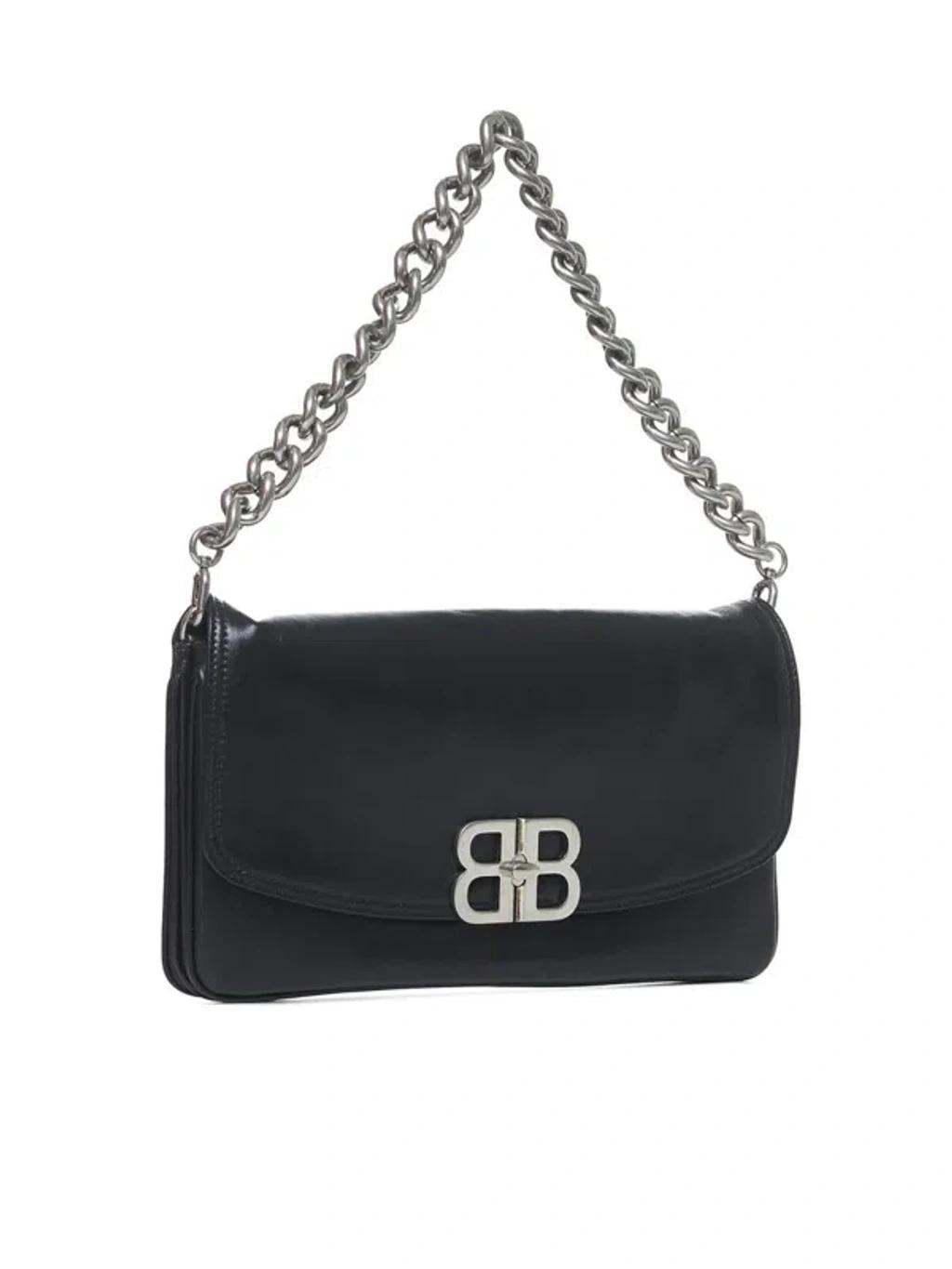 BALENCIAGA Medium Soft Flap Shoulder Handbag In Black Product Image