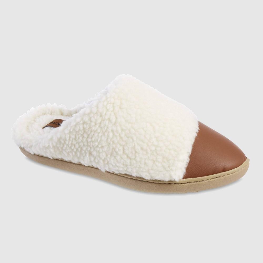 Isotoner Womens Tinsley Vegan Leather & Recycled Berber Clog Slippers - Tan Product Image