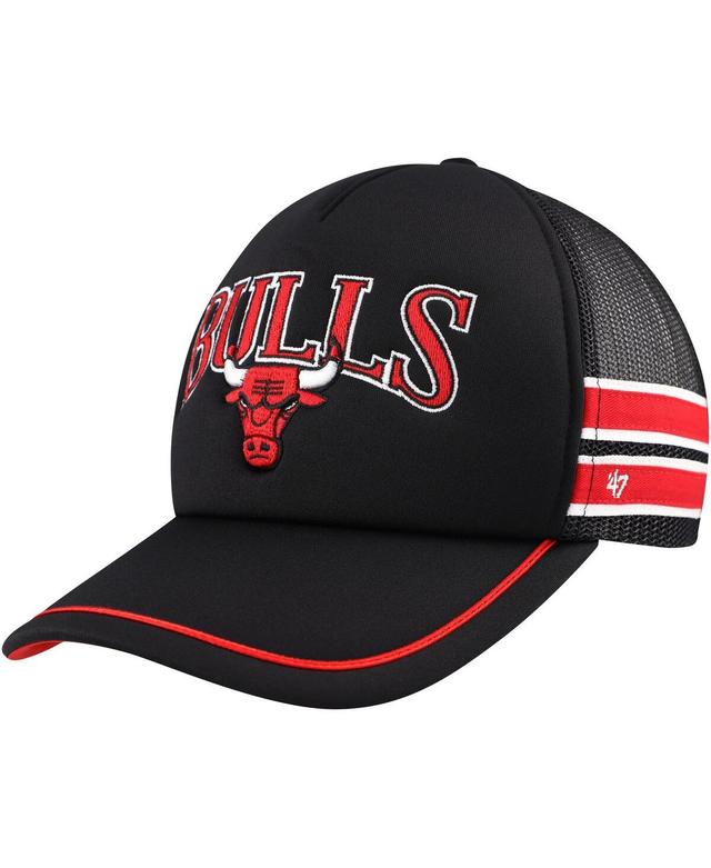 Mens 47 Brand Black Chicago Bulls Sidebrand Stripes Trucker Adjustable Hat Product Image