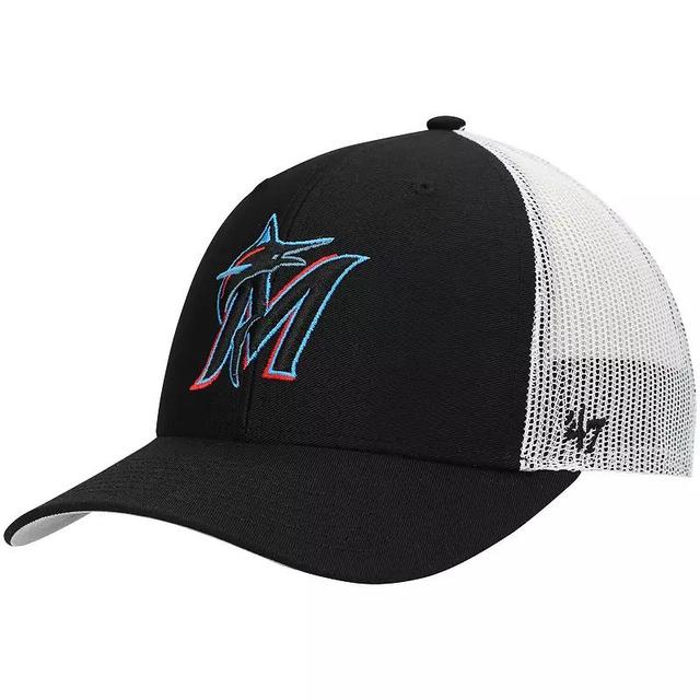 Mens 47 /White Miami Marlins Primary Logo Trucker Snapback Hat Product Image