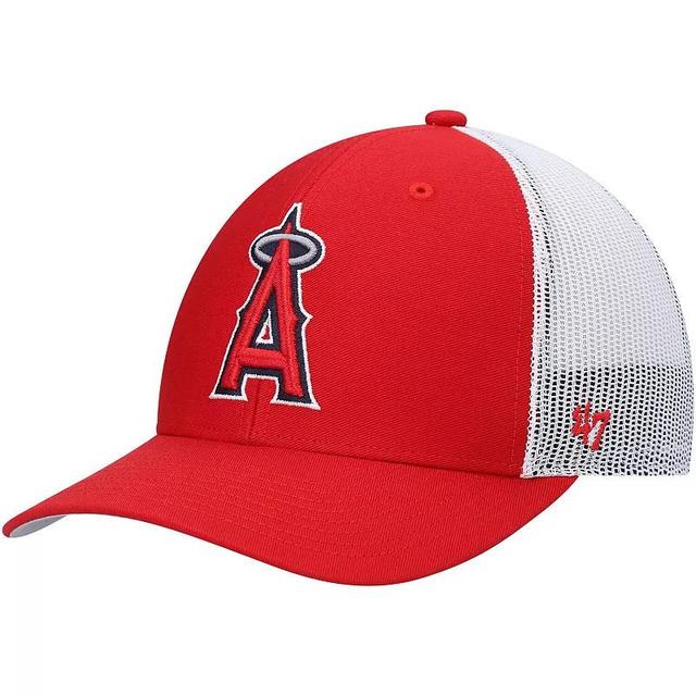 Mens 47 /White Los Angeles Angels Primary Logo Trucker Snapback Hat Product Image