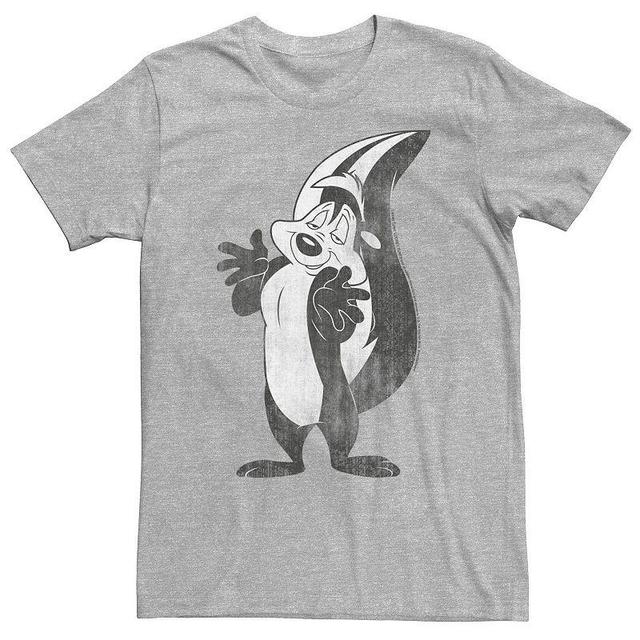 Mens Looney Tunes Pepe Le Pew Distressed Portrait Graphic Tee Athletic Grey Product Image