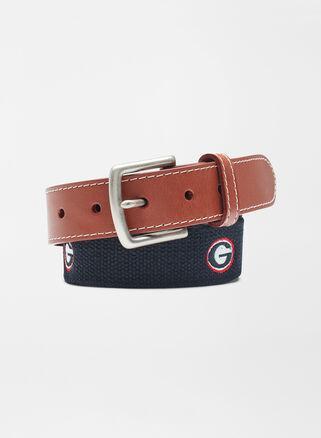 Peter Millar Mens Georgia G Logo Belt | Color: Black | Size: 34 | UGA Product Image