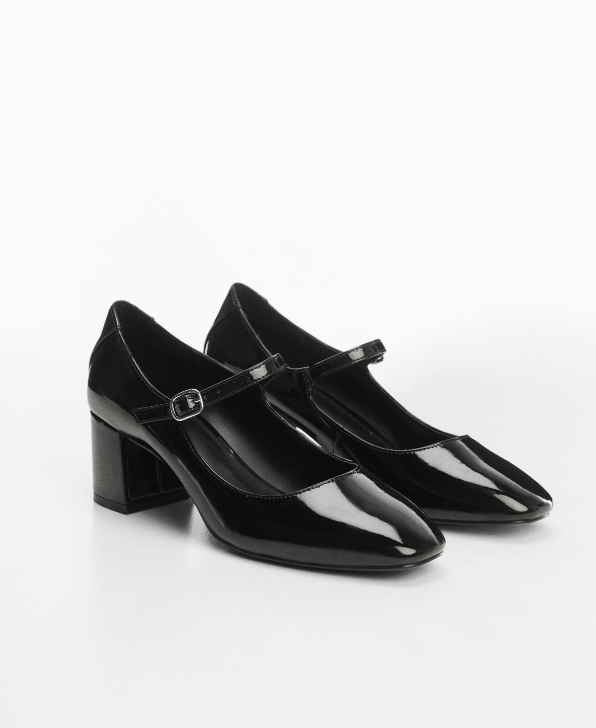 Mango Womens Patent Leather-Effect Heeled Shoes Product Image