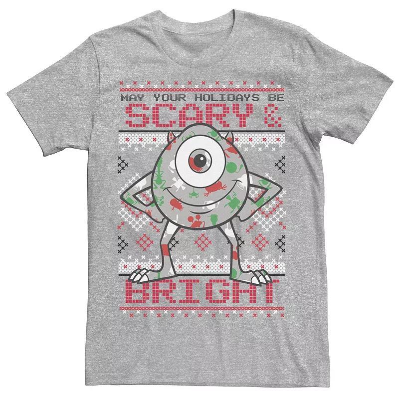 Disney / Pixars Monsters, Inc. Mike Mens May Your Holidays Be Scary Tee Athletic Grey Product Image