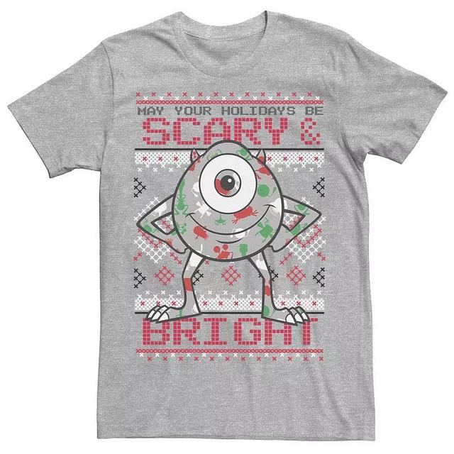 Mens Disney / Pixar Monsters, Inc. Mike May Your Holidays Be Scary Tee Athletic Grey Product Image