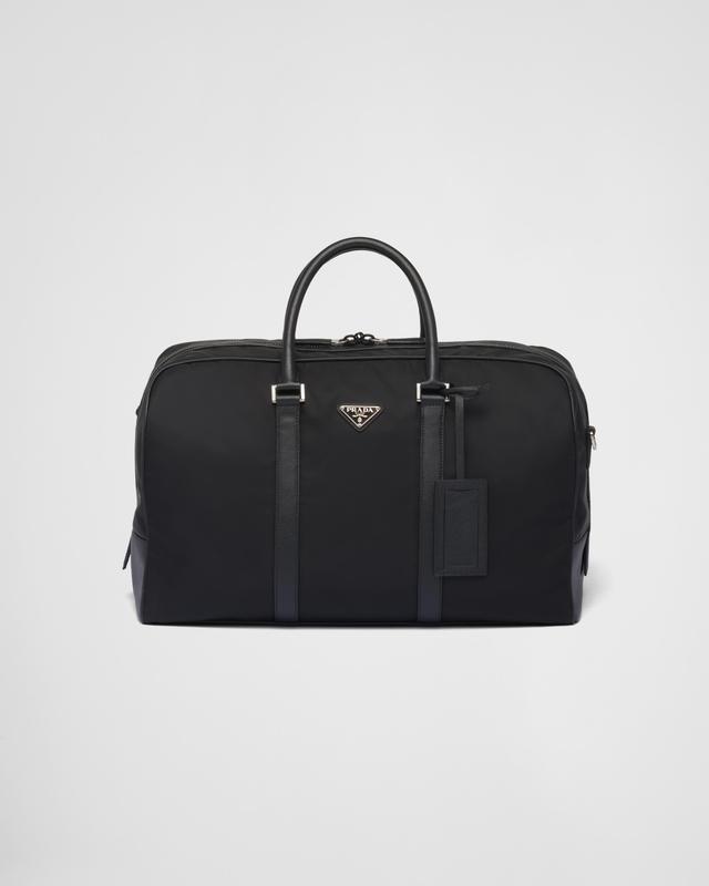 Re-Nylon and Saffiano leather duffel bag Product Image