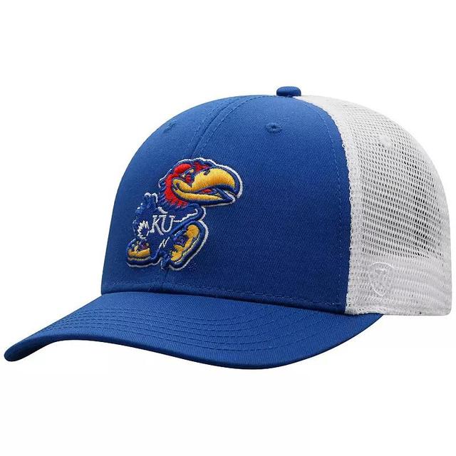 Mens Top of the World Royal/White Kansas Jayhawks Trucker Snapback Hat Product Image