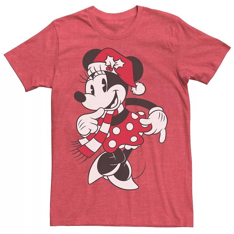 Disneys Minnie Mouse Mens Classic Christmas Portrait Tee Red Grey Product Image