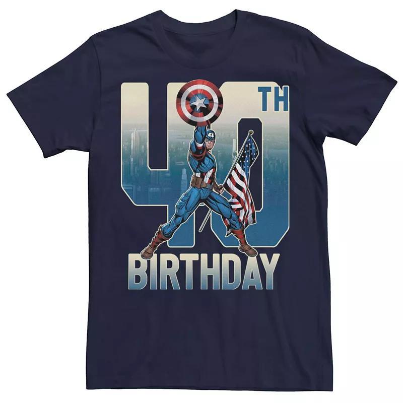 Mens Marvel Captain America 40th Birthday Tee Blue Product Image