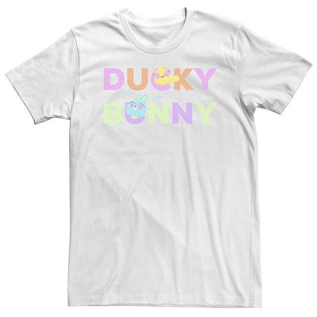 Disney Big & Tall Disney / Pixar Toy Story 4 Ducky & Bunny Colorful Names Logo Tee, Men's, Size: 4XL, White - Size: 4XL Product Image