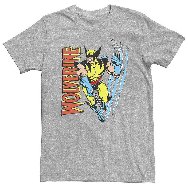 Big & Tall Marvel X-Men Wolverine Vintage Claw Slice Tee, Mens Athletic Grey Product Image