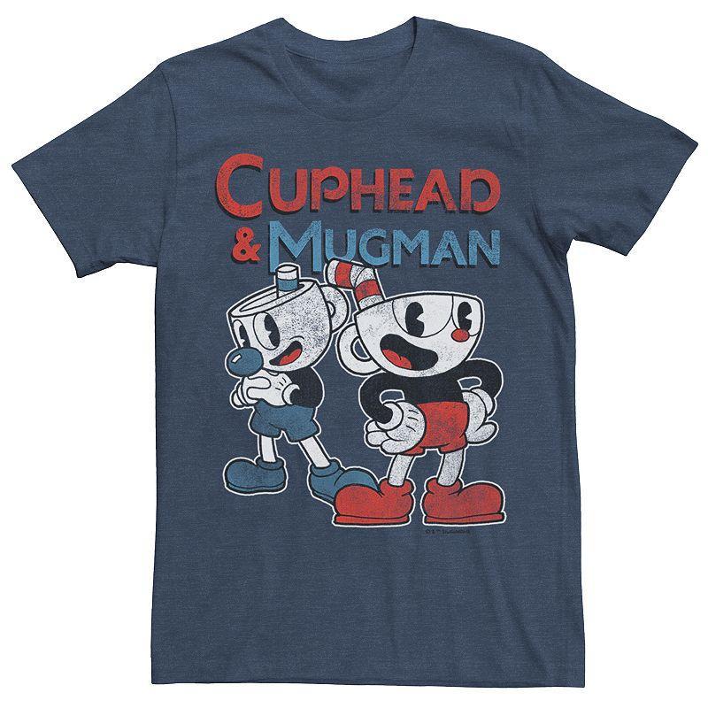 Mens Cuphead Two Cup Pair Tee Navy Grey Product Image