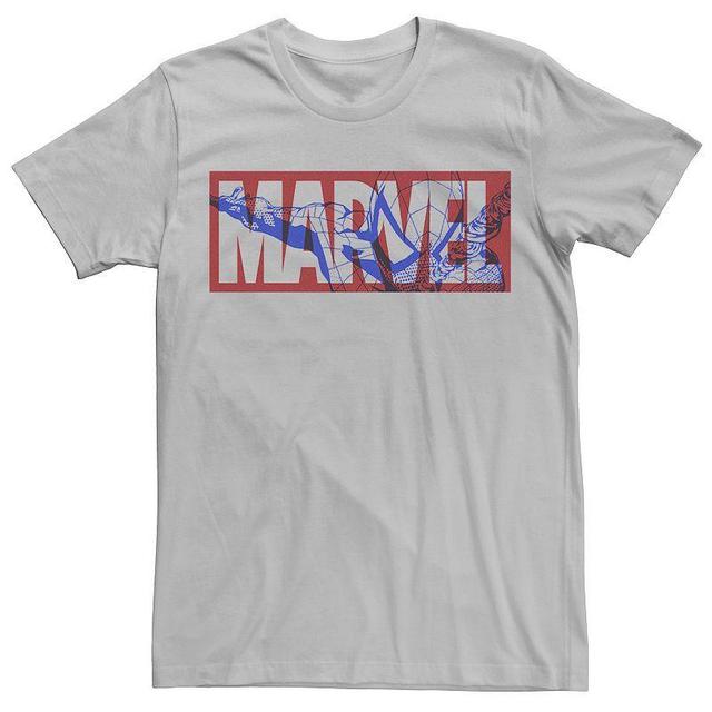 Mens Marvel Spider-Man Large Classic Movie Logo Graphic Tee Athletic Grey Product Image