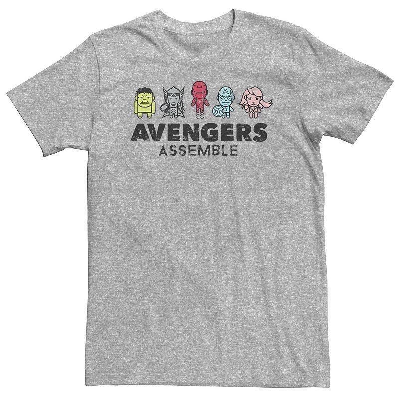 Big & Tall Marvel Avengers Assemble Cartoon Chest Logo Tee, Mens, Size: XXL Tall, Med Grey Product Image