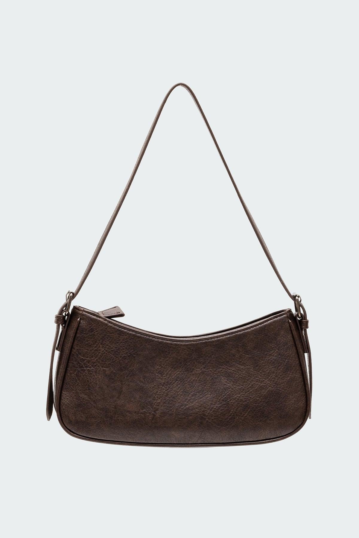 Curved Stitch Faux Leather Bag Product Image