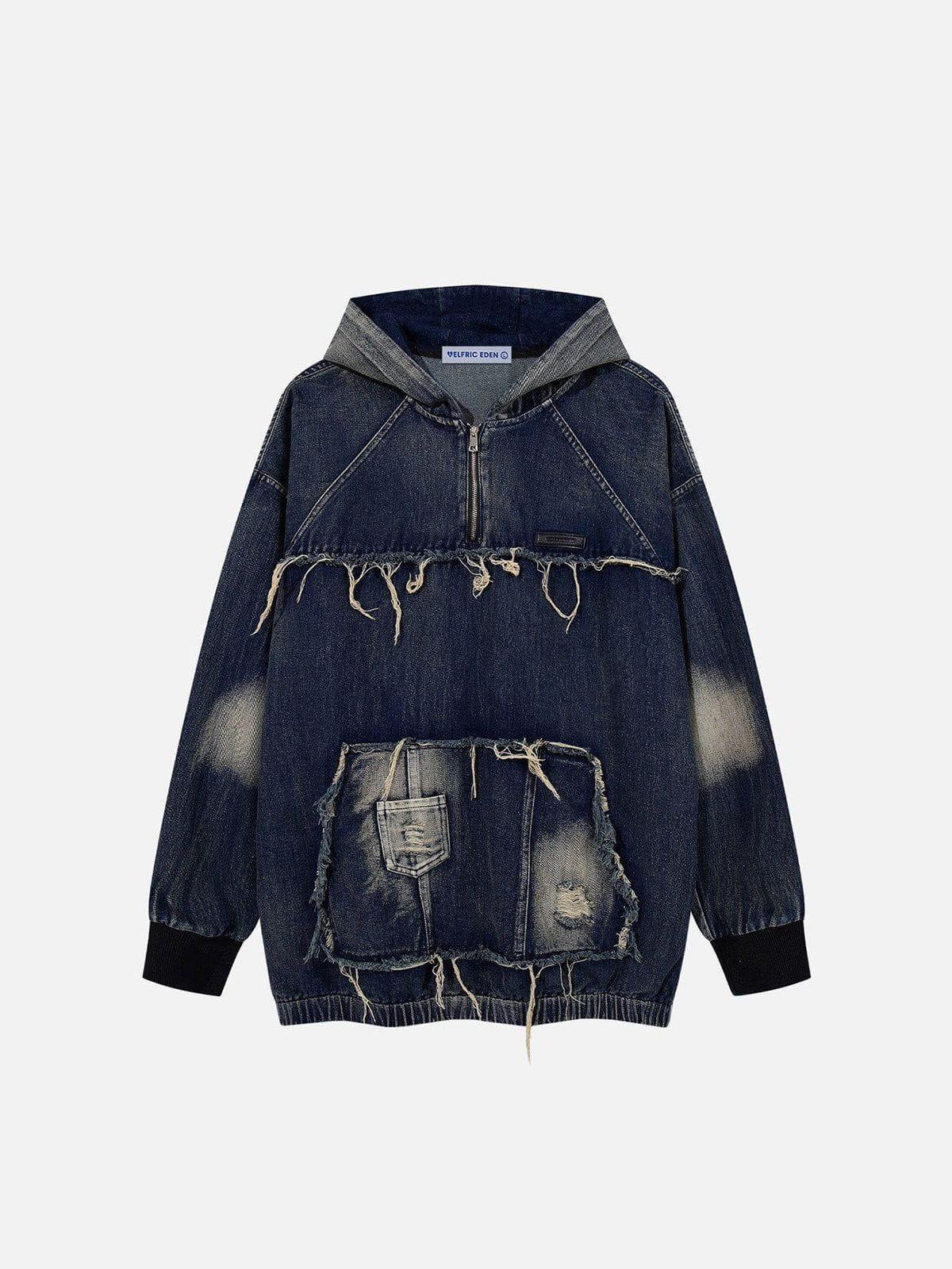 Aelfric Eden Fringe Washed Denim Hoodie Product Image