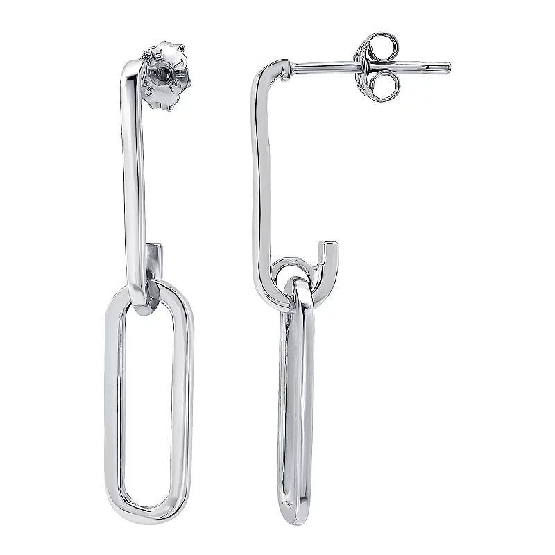 Aleure Precioso Sterling Silver Paperclip Link Linear Drop Earrings, Womens, Silver Tone Product Image