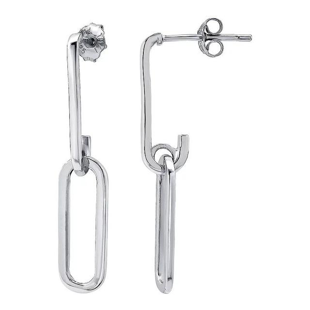 Aleure Precioso Sterling Silver Paperclip Link Linear Drop Earrings, Womens, Silver Tone Product Image