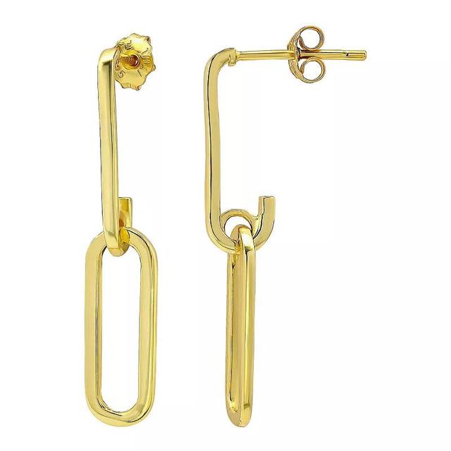 Aleure Precioso Sterling Silver Paperclip Link Linear Drop Earrings, Womens, Gold Tone Product Image