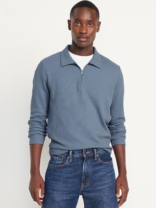 Quarter-Zip Waffle Polo Sweater Product Image