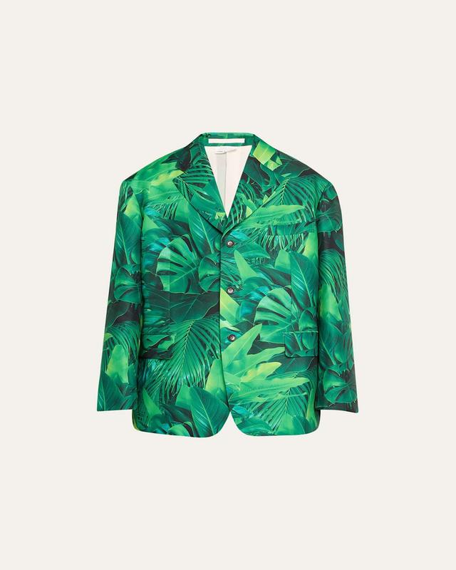 Mens Oversized Gabardine Leaf-Print Sport Coat Product Image