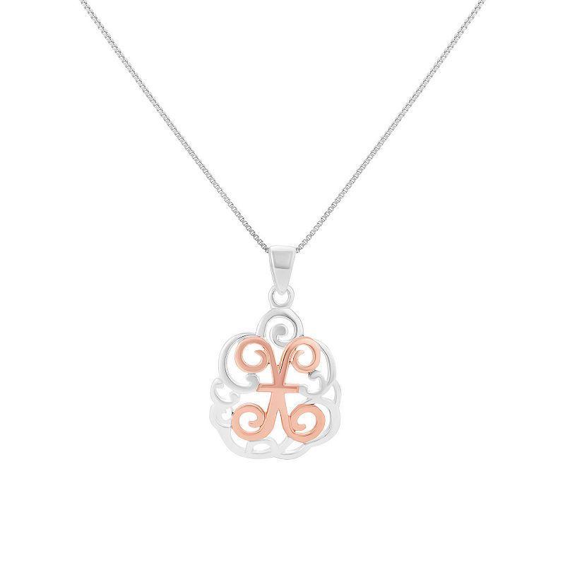 PRIMROSE Sterling Silver Monogram Initial Pendant Necklace, Womens Pink Tone X Product Image