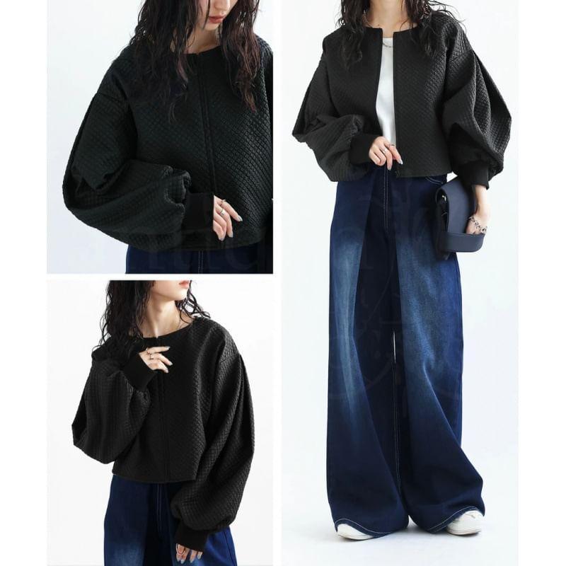 Long Sleeve Sleeve Round Neck Bomber Jacket Product Image