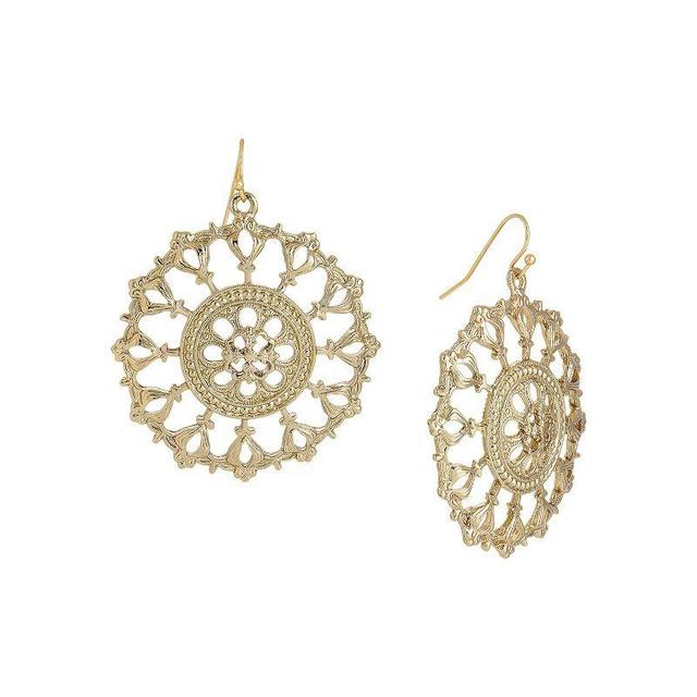 1928 Gold Tone Round Filigree Drop Earrings, Womens, Yellow Product Image