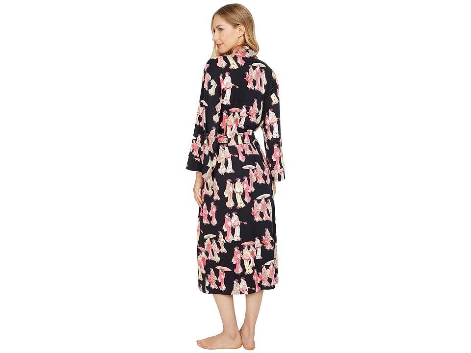 Natori Geisha Printed Cozy Knit Long Wrap Robe Product Image